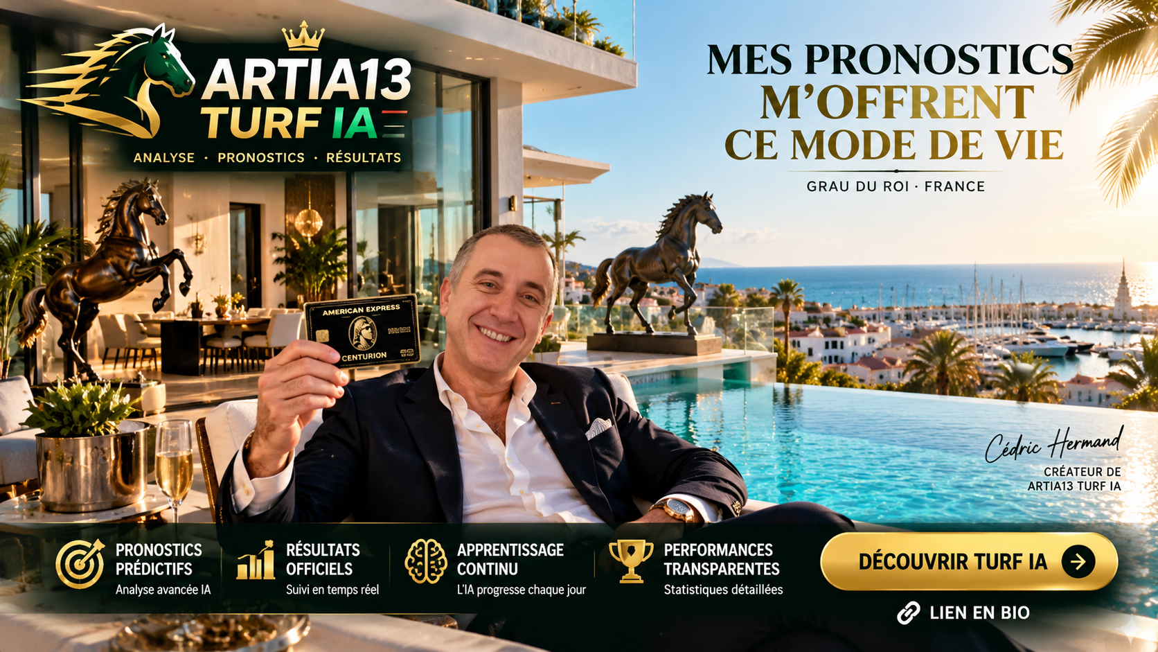 Artia13 Turf IA au Grau-du-Roi : univers hippique et identité visuelle du site.